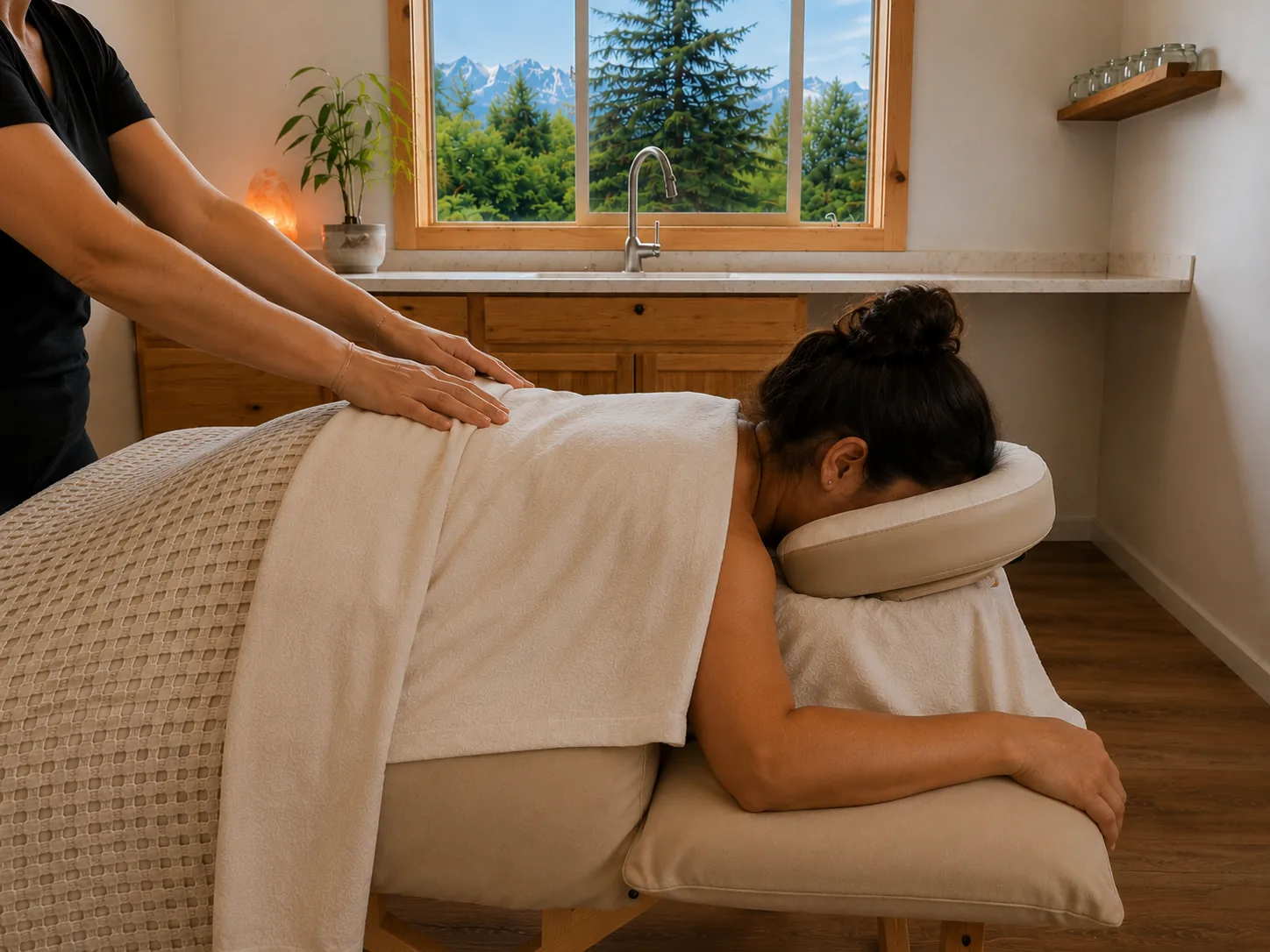 Prenatal massage with supportive bolstering