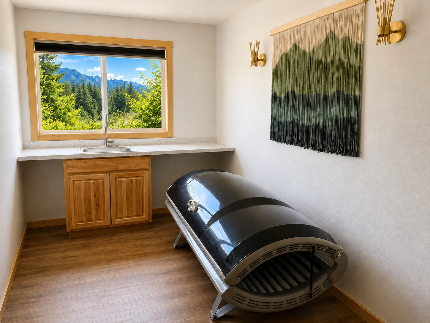 Tanning bed in a private mountain-view room